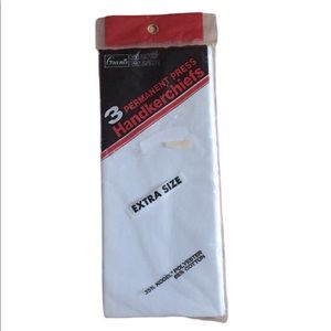 Set of 3 Vtg. Men’s White Handkerchiefs, NIP